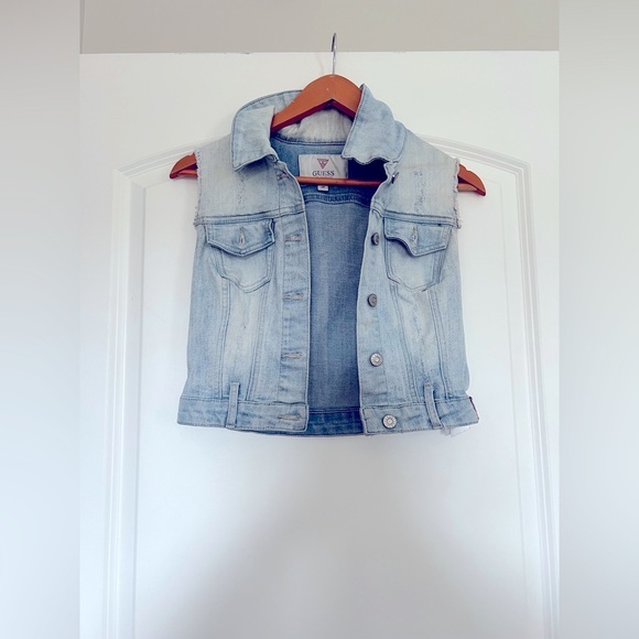 Guess Jackets & Blazers - Guess Light Wash Denim Vest